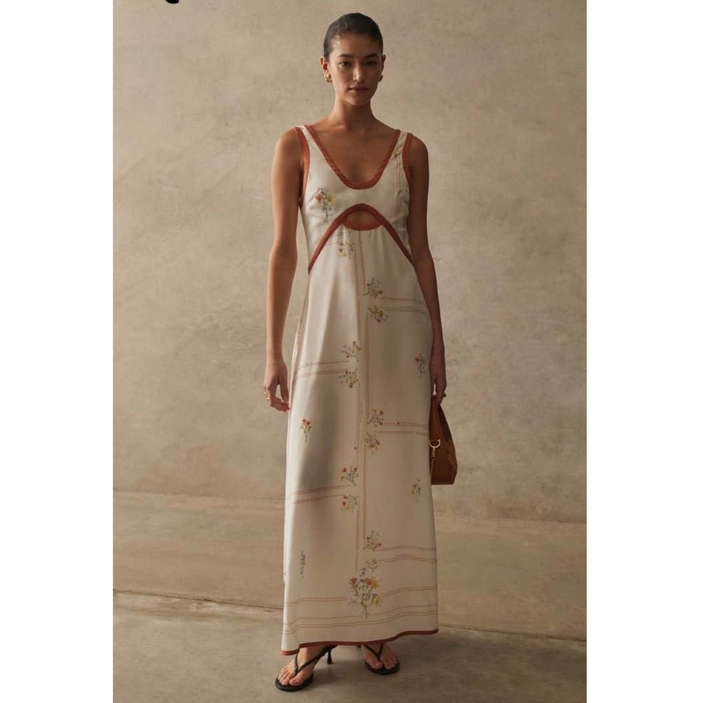SANCIA x Free People The Aubrey Dress Kaia Floral Tencel Cutout Midi Dress Small